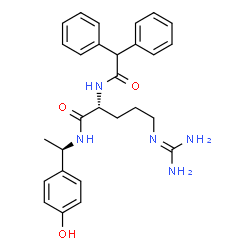 ChemSpider 2D Image | N~5~-(Diaminomethylene)-N~2~-(diphenylacetyl)-N-[(1R)-1-(4-hydroxyphenyl)ethyl]-D-ornithinamide | C28H33N5O3