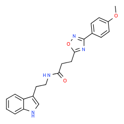 ChemSpider 2D Image | N-[2-(1H-Indol-3-yl)ethyl]-3-[3-(4-methoxyphenyl)-1,2,4-oxadiazol-5-yl]propanamide | C22H22N4O3