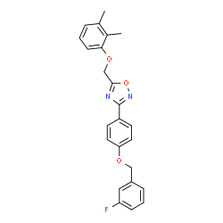 ChemSpider 2D Image | 5-[(2,3-Dimethylphenoxy)methyl]-3-{4-[(3-fluorobenzyl)oxy]phenyl}-1,2,4-oxadiazole | C24H21FN2O3