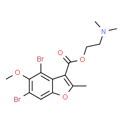 ChemSpider 2D Image | 2-(Dimethylamino)ethyl 4,6-dibromo-5-methoxy-2-methyl-1-benzofuran-3-carboxylate | C15H17Br2NO4