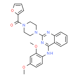 ChemSpider 2D Image | (4-{4-[(2,4-Dimethoxyphenyl)amino]-2-quinazolinyl}-1-piperazinyl)(2-furyl)methanone | C25H25N5O4