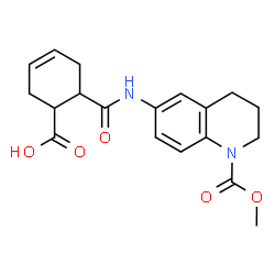 ChemSpider 2D Image | 6-{[1-(Methoxycarbonyl)-1,2,3,4-tetrahydro-6-quinolinyl]carbamoyl}-3-cyclohexene-1-carboxylic acid | C19H22N2O5
