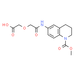ChemSpider 2D Image | (2-{[1-(Methoxycarbonyl)-1,2,3,4-tetrahydro-6-quinolinyl]amino}-2-oxoethoxy)acetic acid | C15H18N2O6