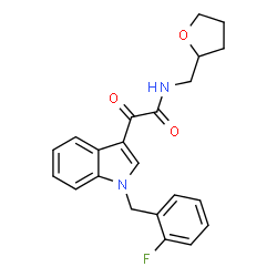 ChemSpider 2D Image | 2-[1-(2-Fluorobenzyl)-1H-indol-3-yl]-2-oxo-N-(tetrahydro-2-furanylmethyl)acetamide | C22H21FN2O3