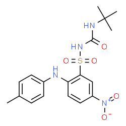 ChemSpider 2D Image | N-(tert-Butylcarbamoyl)-2-[(4-methylphenyl)amino]-5-nitrobenzenesulfonamide | C18H22N4O5S
