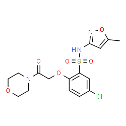 ChemSpider 2D Image | 5-Chloro-N-(5-methyl-1,2-oxazol-3-yl)-2-[2-(4-morpholinyl)-2-oxoethoxy]benzenesulfonamide | C16H18ClN3O6S