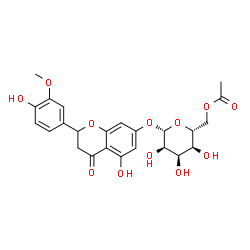 ChemSpider 2D Image | 5-Hydroxy-2-(4-hydroxy-3-methoxyphenyl)-4-oxo-3,4-dihydro-2H-chromen-7-yl 6-O-acetyl-beta-D-allopyranoside | C24H26O12