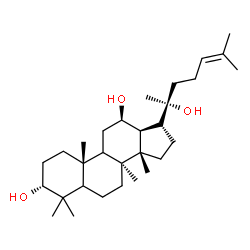 ChemSpider 2D Image | (3alpha,5xi,8alpha,9xi,12beta,13alpha,14beta,17alpha,20R)-Dammar-24-ene-3,12,20-triol | C30H52O3