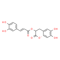 ChemSpider 2D Image | 3-(3,4-Dihydroxyphenyl)-2-{[(2E)-3-(3,4-dihydroxyphenyl)-2-propenoyl]oxy}propanoate | C18H15O8