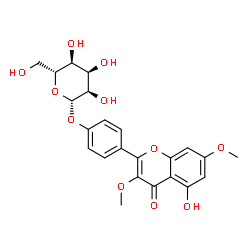 ChemSpider 2D Image | 4-(5-Hydroxy-3,7-dimethoxy-4-oxo-4H-chromen-2-yl)phenyl beta-D-allopyranoside | C23H24O11