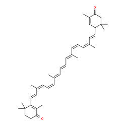 ChemSpider 2D Image | 2,4,4-Trimethyl-3-[(1E,3Z,5Z,7E,9E,11E,13Z,15Z,17E)-3,7,12,16-tetramethyl-18-(3,6,6-trimethyl-4-oxo-2-cyclohexen-1-yl)-1,3,5,7,9,11,13,15,17-octadecanonaen-1-yl]-2-cyclohexen-1-one | C40H52O2