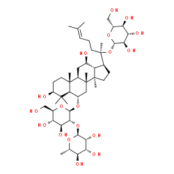 ChemSpider 2D Image | (3beta,6alpha,12beta,20R)-20-(beta-D-Glucopyranosyloxy)-3,12-dihydroxydammar-24-en-6-yl 2-O-(6-deoxy-alpha-L-mannopyranosyl)-beta-D-glucopyranoside | C48H82O18