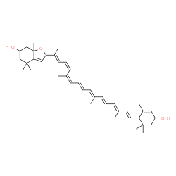 ChemSpider 2D Image | (9cis,11cis,13cis)-4',5'-Didehydro-5,5',6',8-tetrahydro-5,8-epoxy-beta,beta-carotene-3,3'-diol | C40H56O3