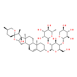 ChemSpider 2D Image | (3beta,22S,25R)-17-Hydroxyspirost-5-en-3-yl 6-deoxy-alpha-L-mannopyranosyl-(1->2)-[beta-D-xylopyranosyl-(1->4)]-beta-D-glucopyranoside | C44H70O17