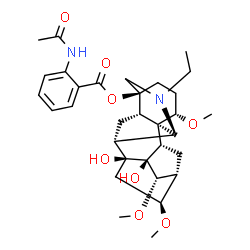 ChemSpider 2D Image | (1alpha,7beta,14alpha,16beta)-20-Ethyl-8,9-dihydroxy-1,14,16-trimethoxyaconitan-4-yl 2-acetamidobenzoate | C32H44N2O8