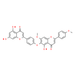 ChemSpider 2D Image | 6-[4-(5,7-Dihydroxy-4-oxo-4H-chromen-2-yl)phenoxy]-5-hydroxy-7-methoxy-2-(4-methoxyphenyl)-4H-chromen-4-one | C32H22O10