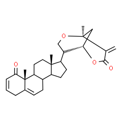 ChemSpider 2D Image | (1S,5S)-8-[(10R,13S)-10,13-Dimethyl-1-oxo-4,7,8,9,10,11,12,13,14,15,16,17-dodecahydro-1H-cyclopenta[a]phenanthren-17-yl]-5-methyl-4-methylene-2,6-dioxabicyclo[3.3.1]nonan-3-one | C28H36O4