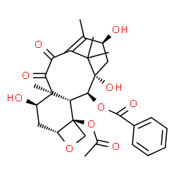 ChemSpider 2D Image | (2alpha,5beta,7alpha,13alpha)-4-Acetoxy-1,7,13-trihydroxy-9,10-dioxo-5,20-epoxytax-11-en-2-yl benzoate | C29H34O10