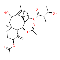ChemSpider 2D Image | (2alpha,5alpha,10beta,14beta)-2,5-Diacetoxy-10-hydroxytaxa-4(20),11-dien-14-yl (2S,3R)-3-hydroxy-2-methylbutanoate | C29H44O8