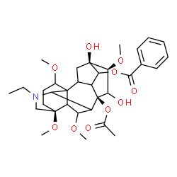 ChemSpider 2D Image | (5xi,9xi,10xi,16beta,17xi)-8-Acetoxy-20-ethyl-13,15-dihydroxy-1,4,6,16-tetramethoxyaconitan-14-yl benzoate | C33H45NO10