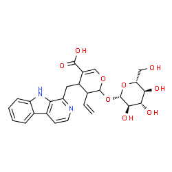ChemSpider 2D Image | 4-(9H-beta-Carbolin-1-ylmethyl)-2-(beta-D-glucopyranosyloxy)-3-vinyl-3,4-dihydro-2H-pyran-5-carboxylic acid | C26H28N2O9