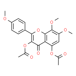 ChemSpider 2D Image | 7,8-Dimethoxy-2-(4-methoxyphenyl)-4-oxo-4H-chromene-3,5-diyl diacetate | C22H20O9