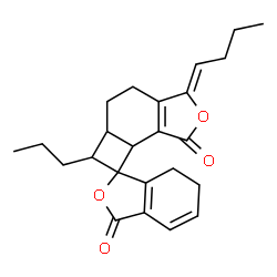 ChemSpider 2D Image | (3'Z)-3'-Butylidene-6'-propyl-3',4',5',5a',6,6',7,7a'-octahydro-1'H,3H-spiro[2-benzofuran-1,7'-cyclobuta[e][2]benzofuran]-1',3-dione | C24H28O4