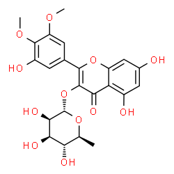 ChemSpider 2D Image | 5,7-Dihydroxy-2-(3-hydroxy-4,5-dimethoxyphenyl)-4-oxo-4H-chromen-3-yl 6-deoxy-alpha-L-mannopyranoside | C23H24O12