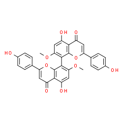 ChemSpider 2D Image | 5,5'-Dihydroxy-2,2'-bis(4-hydroxyphenyl)-7,7'-dimethoxy-4H,4'H-8,8'-bichromene-4,4'-dione | C32H22O10