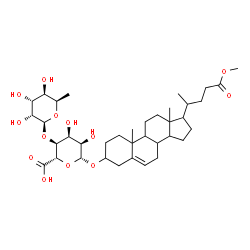 ChemSpider 2D Image | 24-Methoxy-24-oxochol-5-en-3-yl 4-O-(6-deoxy-beta-D-gulopyranosyl)-beta-D-allopyranosiduronic acid | C37H58O13
