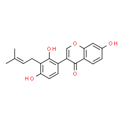 ChemSpider 2D Image | 3-[2,4-Dihydroxy-3-(3-methyl-2-buten-1-yl)phenyl]-7-hydroxy-4H-chromen-4-one | C20H18O5