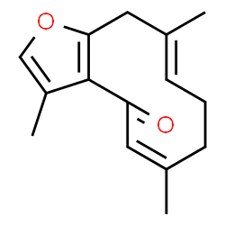 ChemSpider 2D Image | (5Z,9E)-3,6,10-Trimethyl-8,11-dihydrocyclodeca[b]furan-4(7H)-one | C15H18O2