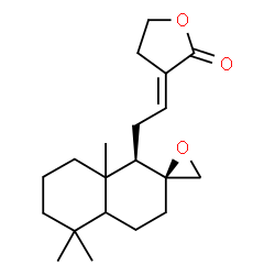 ChemSpider 2D Image | (3E)-3-{2-[(1R,2S)-5,5,8a-Trimethyloctahydro-1H-spiro[naphthalene-2,2'-oxiran]-1-yl]ethylidene}dihydro-2(3H)-furanone | C20H30O3