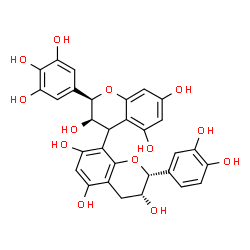 ChemSpider 2D Image | (2R,2'R,3R,3'R)-2'-(3,4-Dihydroxyphenyl)-2-(3,4,5-trihydroxyphenyl)-3,3',4,4'-tetrahydro-2H,2'H-4,8'-bichromene-3,3',5,5',7,7'-hexol | C30H26O13