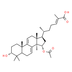 ChemSpider 2D Image | (3alpha,5xi,15alpha,24E)-15-Acetoxy-3-hydroxylanosta-7,9(11),24-trien-26-oic acid | C32H48O5
