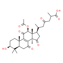 ChemSpider 2D Image | (3beta,12beta,17alpha,20S)-12-Acetoxy-3-hydroxy-7,11,15,23-tetraoxolanost-8-en-26-oic acid | C32H44O9