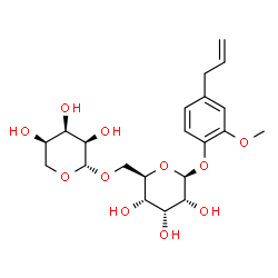 ChemSpider 2D Image | 4-Allyl-2-methoxyphenyl 6-O-beta-D-ribopyranosyl-beta-D-allopyranoside | C21H30O11
