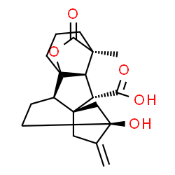 ChemSpider 2D Image | (2R,5S,8S,9S,10R,11S)-5-Hydroxy-11-methyl-6-methylene-16-oxo-15-oxapentacyclo[9.3.2.1~5,8~.0~1,10~.0~2,8~]heptadecane-9-carboxylic acid | C19H24O5