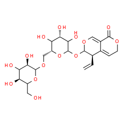ChemSpider 2D Image | (5R)-1-Oxo-5-vinyl-5,6-dihydro-1H,3H-pyrano[3,4-c]pyran-6-yl 6-O-D-erythro-hexopyranosyl-D-threo-hexopyranoside | C22H30O14