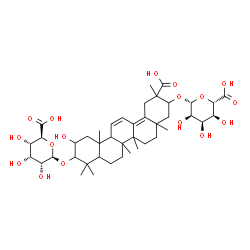 ChemSpider 2D Image | 21-(beta-D-Allopyranuronosyloxy)-2,29-dihydroxy-29-oxooleana-11,13(18)-dien-3-yl beta-D-allopyranosiduronic acid | C42H62O17