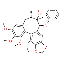 ChemSpider 2D Image | (6S,7S,8S)-1,2,3,13-Tetramethoxy-6,7-dimethyl-8-phenoxy-5,6,7,8-tetrahydrobenzo[3',4']cycloocta[1',2':4,5]benzo[1,2-d][1,3]dioxol-7-ol | C29H32O8
