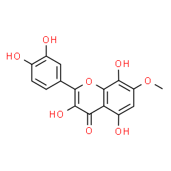 ChemSpider 2D Image | 2-(3,4-Dihydroxyphenyl)-3,5,8-trihydroxy-7-methoxy-4H-chromen-4-one | C16H12O8