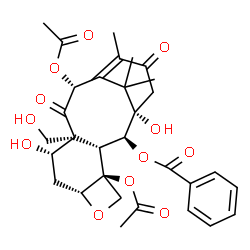 ChemSpider 2D Image | (2alpha,5beta,7beta,10beta)-4,10-Diacetoxy-1,7,19-trihydroxy-9,13-dioxo-5,20-epoxytax-11-en-2-yl benzoate | C31H36O12