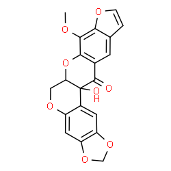 ChemSpider 2D Image | 13a-Hydroxy-8-methoxy-6a,13a-dihydro[1,3]dioxolo[6,7]chromeno[3,4-b]furo[3,2-g]chromen-13(6H)-one | C20H14O8