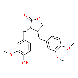 ChemSpider 2D Image | (3S,4R)-4-(3,4-Dimethoxybenzyl)-3-(4-hydroxy-3-methoxybenzyl)dihydro-2(3H)-furanone | C21H24O6