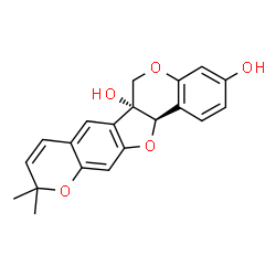 ChemSpider 2D Image | (6aR,13aR)-10,10-Dimethyl-6H,10H-chromeno[6',7':4,5]furo[3,2-c]chromene-3,6a(13aH)-diol | C20H18O5
