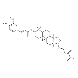 ChemSpider 2D Image | (3beta,5xi,8xi,9beta,14xi,17alpha,20S)-24-Methylene-9,19-cyclolanostan-3-yl (2E)-3-(4-hydroxy-3-methoxyphenyl)acrylate | C41H60O4
