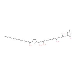 ChemSpider 2D Image | 5-Methyl-3-{2,5,11,13-tetrahydroxy-13-[5-(1-hydroxytridecyl)tetrahydro-2-furanyl]tridecyl}-2(5H)-furanone | C35H64O8