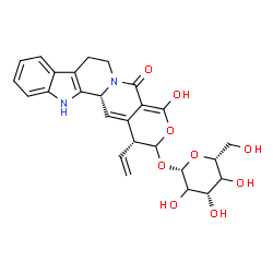 ChemSpider 2D Image | (3beta,16alpha)-19-Hydroxy-21-oxo-16-vinyl-14,15,19,20-tetradehydro-18-oxayohimban-17-yl beta-D-threo-hexopyranoside | C26H28N2O9