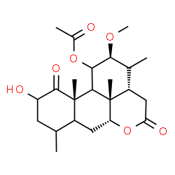 ChemSpider 2D Image | (4xi,5xi,9xi,12beta,13xi)-2-Hydroxy-12-methoxy-1,16-dioxopicrasan-11-yl acetate | C23H34O7